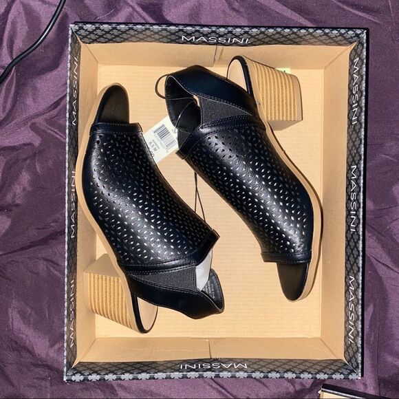 NIB 📦 Black Kylie Laser Cut Open Toe Booties, 9 - Picture 5 of 6